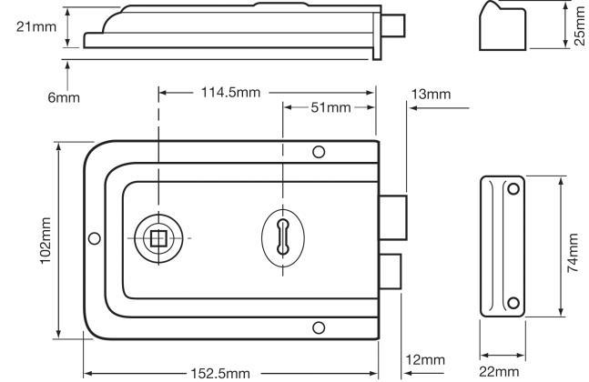 Union 1445 Rim Lock Dimensions